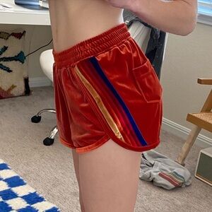 Rare Gold Velvet Retro Aviator Nation Shorts